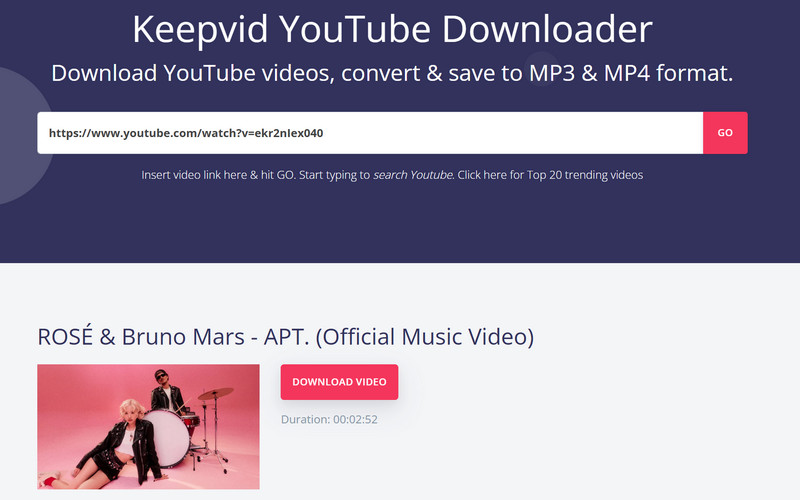 download youtube to mp3 with keepvid