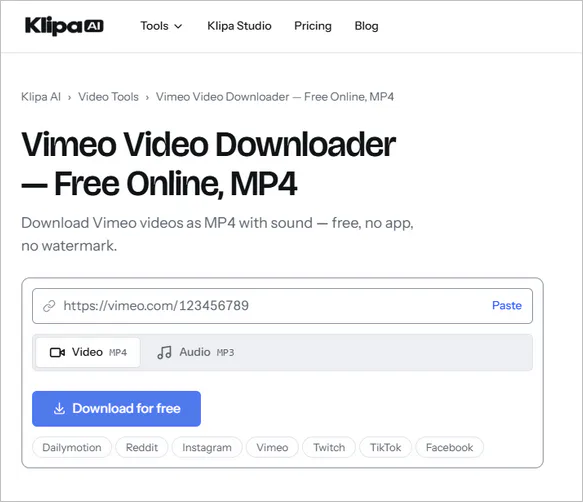 klipa vimeo downloader