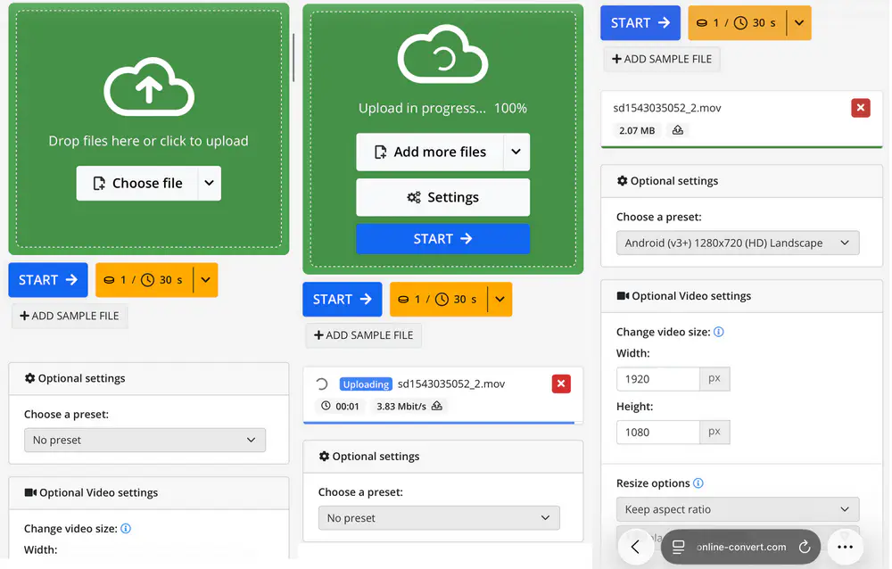 convert videos for android online free with 123apps online-convert