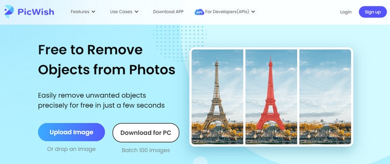 using PicWish to remove watermark on photo