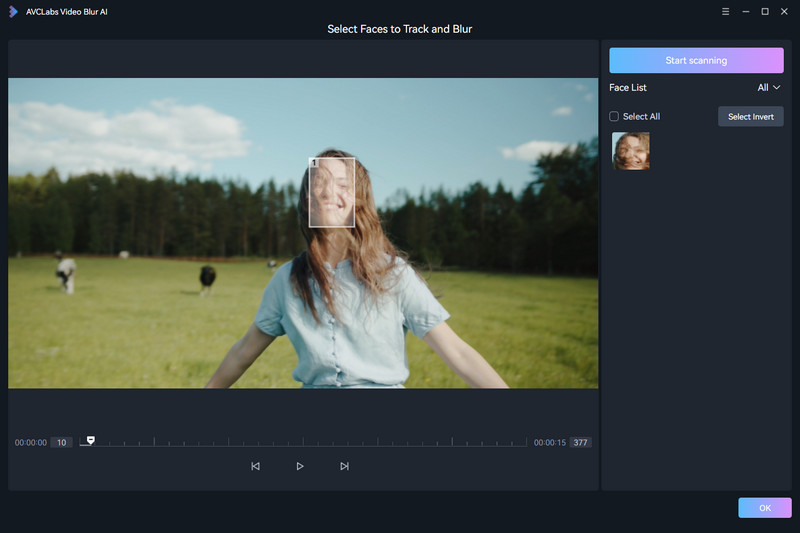 select faces to blur in videos