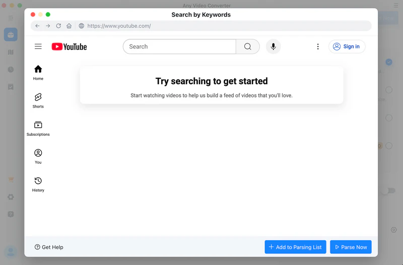 search youtube video