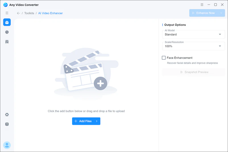 ai video enhancer interface