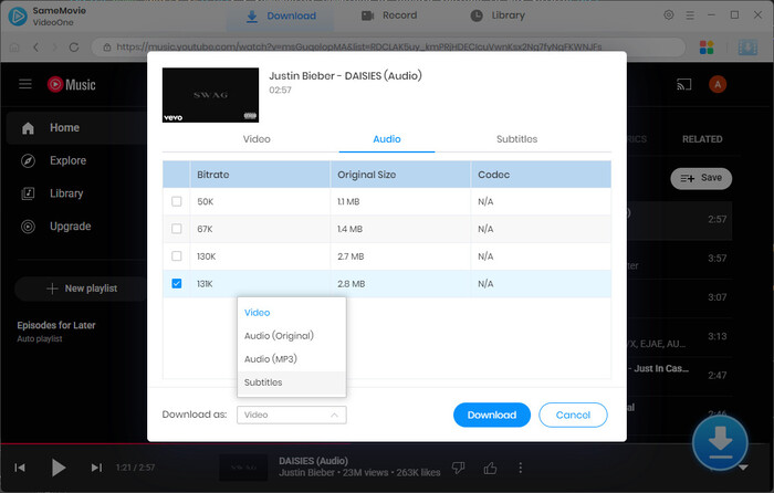 Download YouTube to mp3 with SameMovie